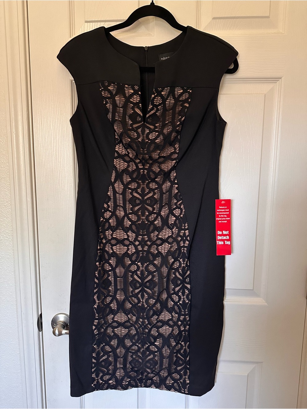 Black Front Lace Panel Dress